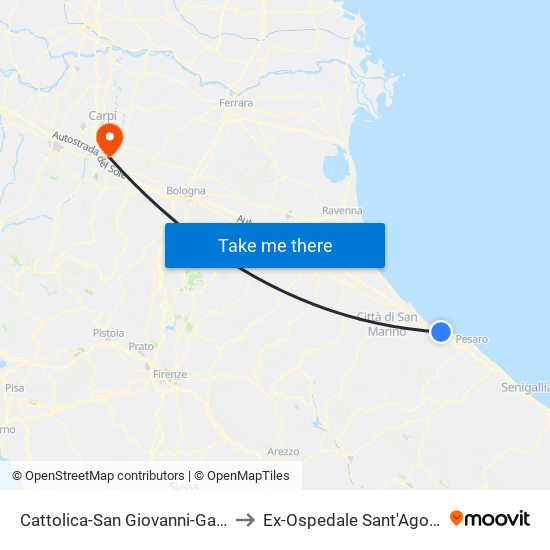 Cattolica-San Giovanni-Gabicce to Ex-Ospedale Sant'Agostino map