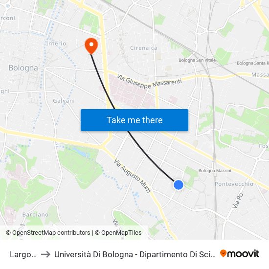 Largo Lercaro to Università Di Bologna - Dipartimento Di Scienze Biologiche, Geologiche E Ambientali map