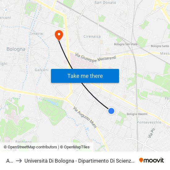 Albini to Università Di Bologna - Dipartimento Di Scienze Biologiche, Geologiche E Ambientali map