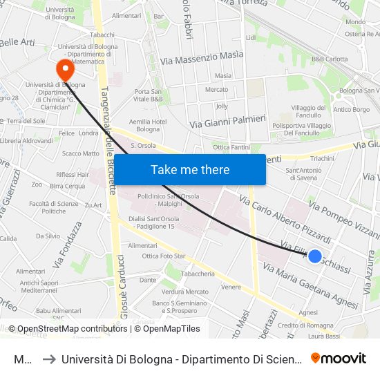 Mengoli to Università Di Bologna - Dipartimento Di Scienze Biologiche, Geologiche E Ambientali map