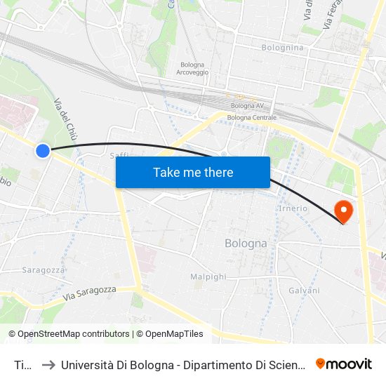 Timavo to Università Di Bologna - Dipartimento Di Scienze Biologiche, Geologiche E Ambientali map