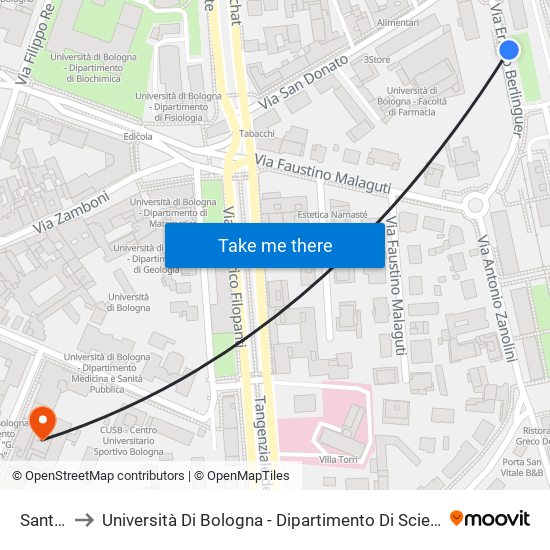 Sant`Egidio to Università Di Bologna - Dipartimento Di Scienze Biologiche, Geologiche E Ambientali map