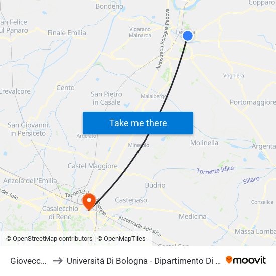 Giovecca Montebello to Università Di Bologna - Dipartimento Di Scienze Biologiche, Geologiche E Ambientali map