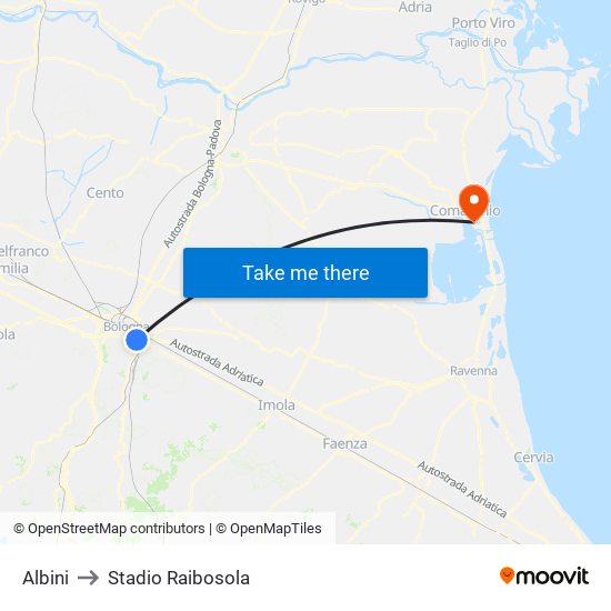 Albini to Stadio Raibosola map