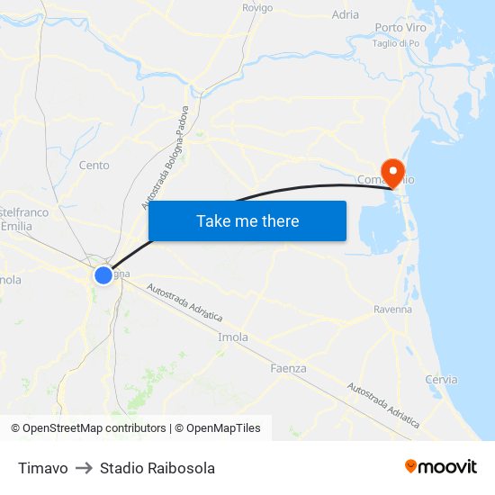 Timavo to Stadio Raibosola map