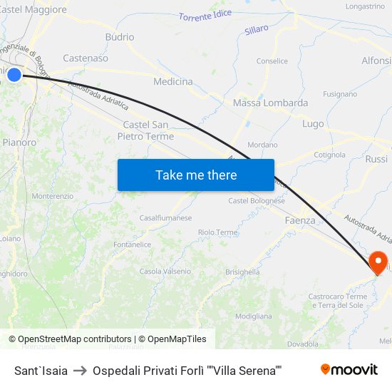 Sant`Isaia to Ospedali Privati Forlì ""Villa Serena"" map