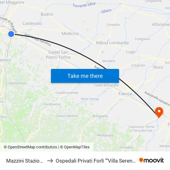 Mazzini Stazione to Ospedali Privati Forlì ""Villa Serena"" map