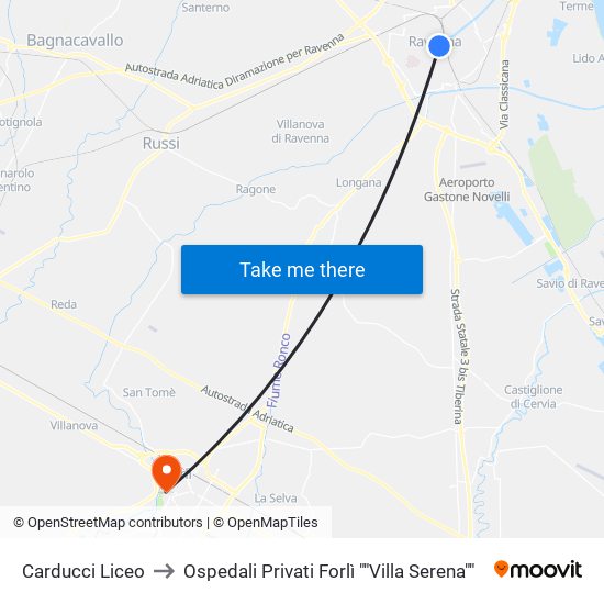 Carducci Liceo to Ospedali Privati Forlì ""Villa Serena"" map