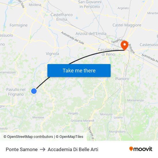 Ponte Samone to Accademia Di Belle Arti map