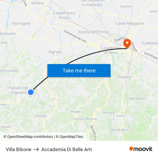 Villa Bibone to Accademia Di Belle Arti map