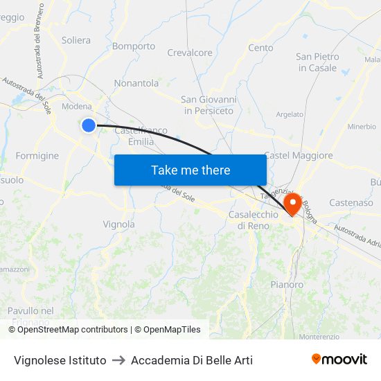 Vignolese Istituto to Accademia Di Belle Arti map