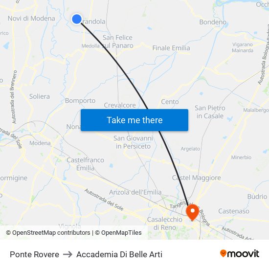 Ponte Rovere to Accademia Di Belle Arti map