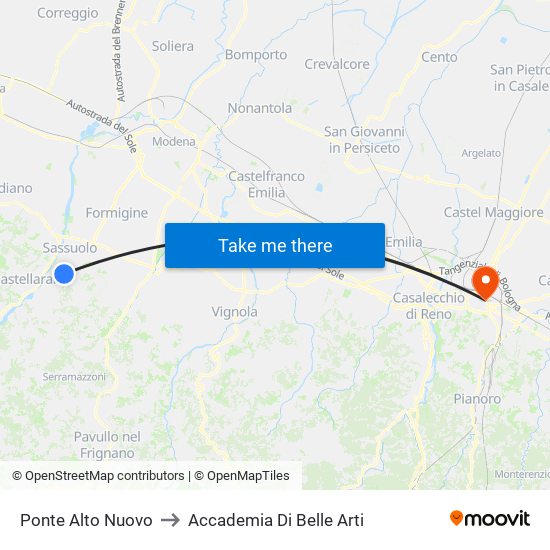 Ponte Alto Nuovo to Accademia Di Belle Arti map