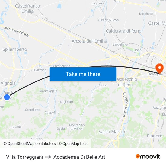 Villa Torreggiani to Accademia Di Belle Arti map