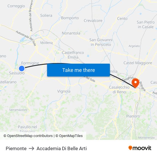 Piemonte to Accademia Di Belle Arti map