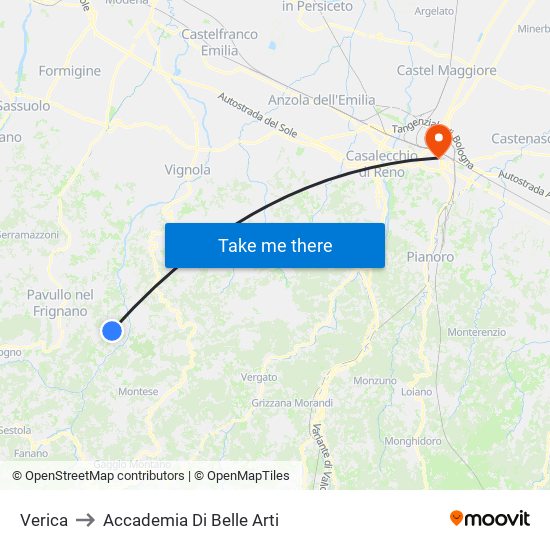 Verica to Accademia Di Belle Arti map