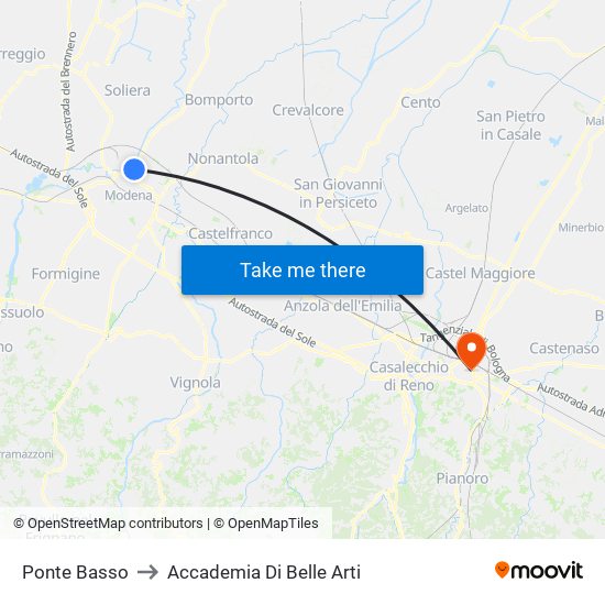 Ponte Basso to Accademia Di Belle Arti map