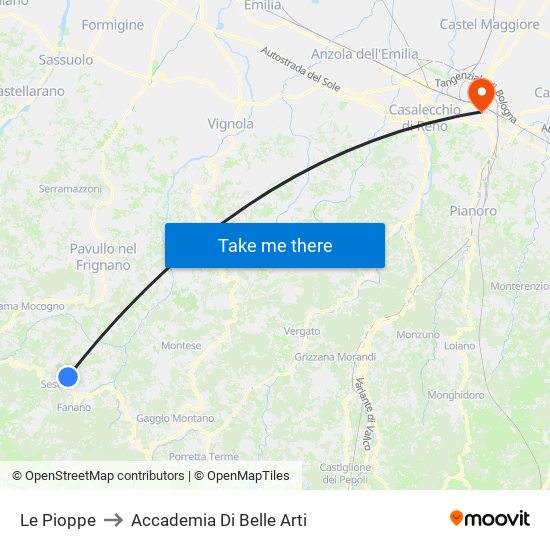 Le Pioppe to Accademia Di Belle Arti map