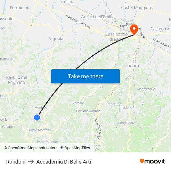 Rondoni to Accademia Di Belle Arti map