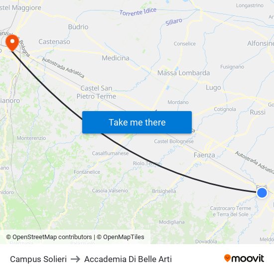 Campus Solieri to Accademia Di Belle Arti map