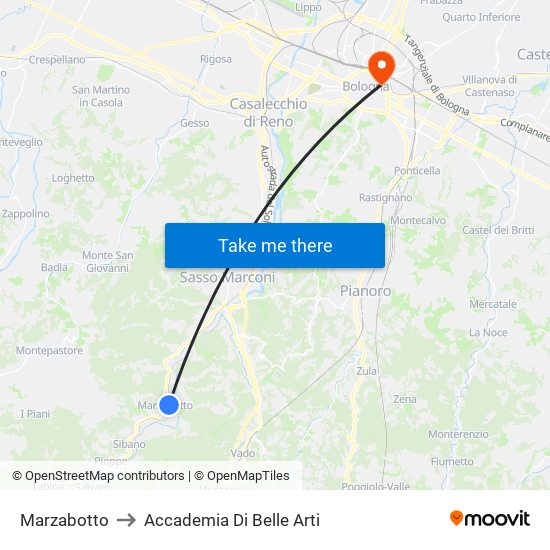 Marzabotto to Accademia Di Belle Arti map