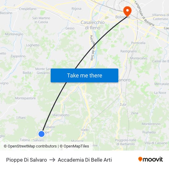 Pioppe Di Salvaro to Accademia Di Belle Arti map