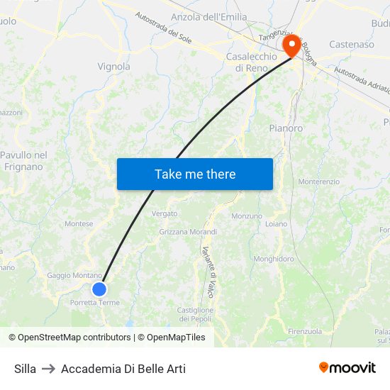 Silla to Accademia Di Belle Arti map