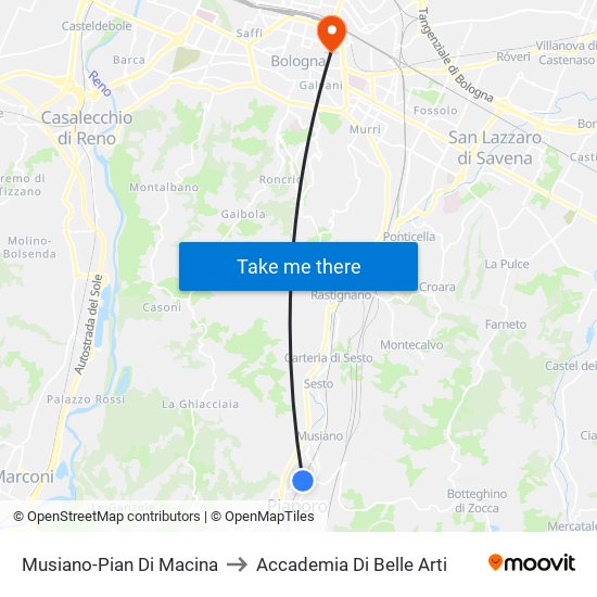 Musiano-Pian Di Macina to Accademia Di Belle Arti map