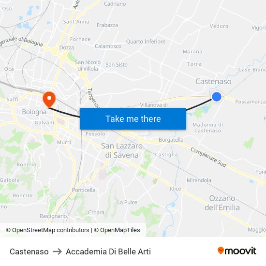 Castenaso to Accademia Di Belle Arti map