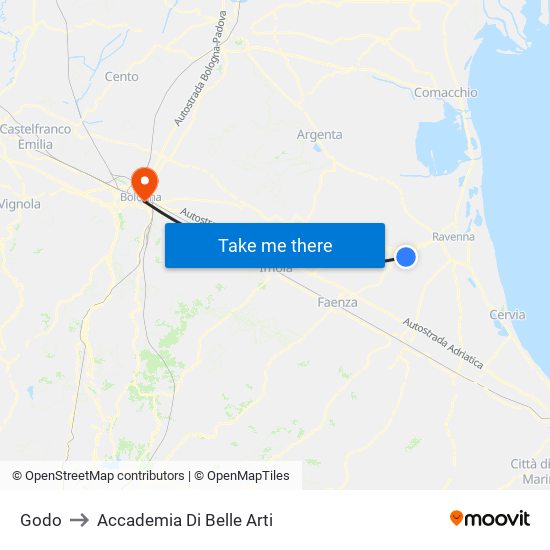 Godo to Accademia Di Belle Arti map