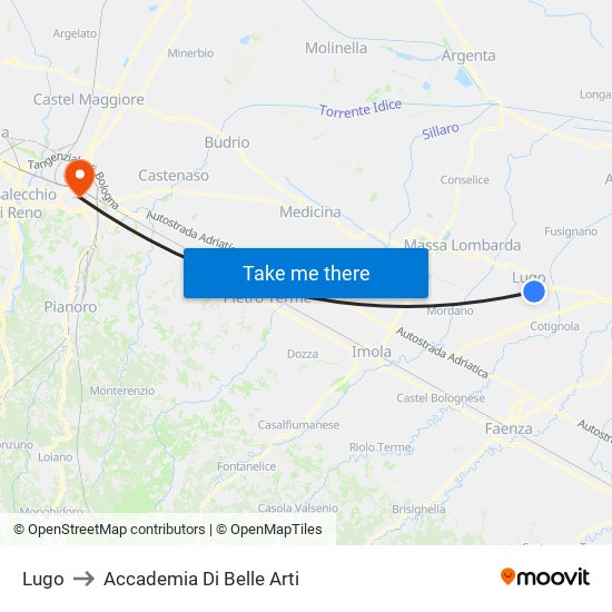Lugo to Accademia Di Belle Arti map