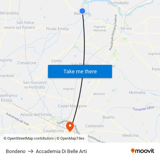 Bondeno to Accademia Di Belle Arti map