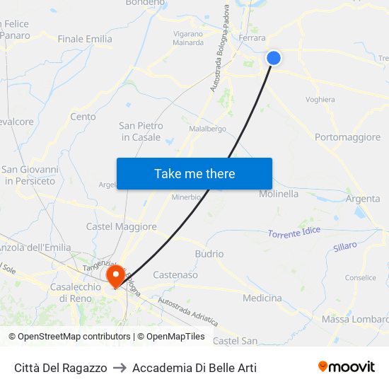 Città Del Ragazzo to Accademia Di Belle Arti map