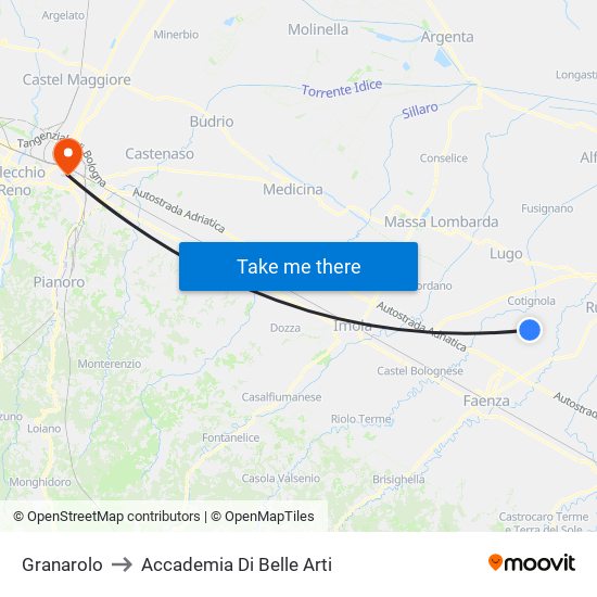 Granarolo to Accademia Di Belle Arti map