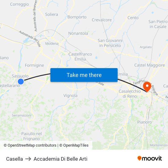 Casella to Accademia Di Belle Arti map