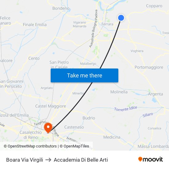 Boara Via Virgili to Accademia Di Belle Arti map