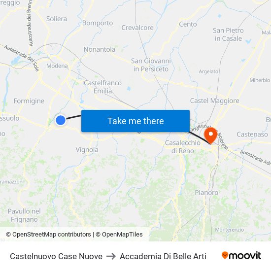 Castelnuovo Case Nuove to Accademia Di Belle Arti map