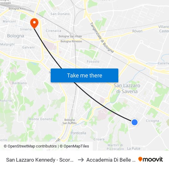 San Lazzaro Kennedy - Scornetta to Accademia Di Belle Arti map