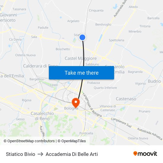 Stiatico Bivio to Accademia Di Belle Arti map