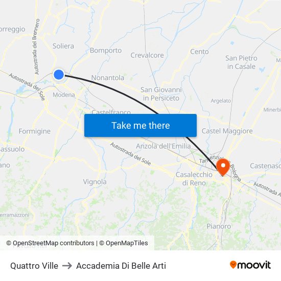 Quattro Ville to Accademia Di Belle Arti map