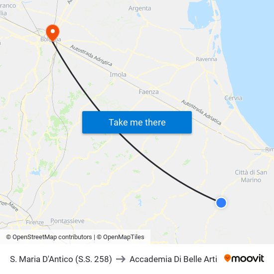 S. Maria D'Antico (S.S. 258) to Accademia Di Belle Arti map