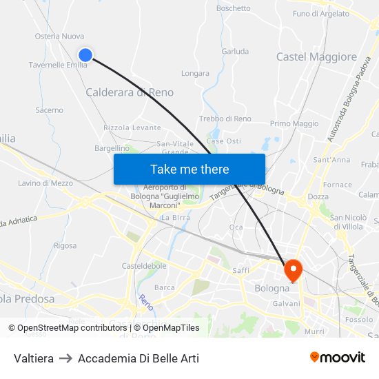 Valtiera to Accademia Di Belle Arti map