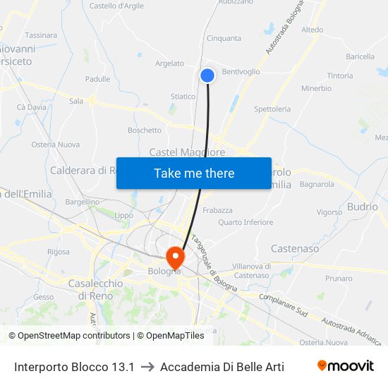 Interporto Blocco 13.1 to Accademia Di Belle Arti map