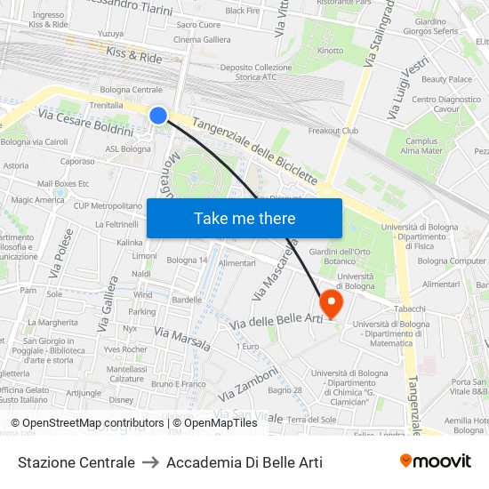 Stazione Centrale to Accademia Di Belle Arti map