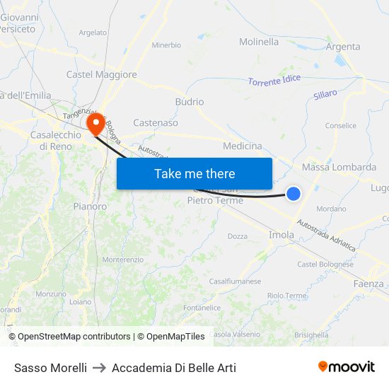 Sasso Morelli to Accademia Di Belle Arti map