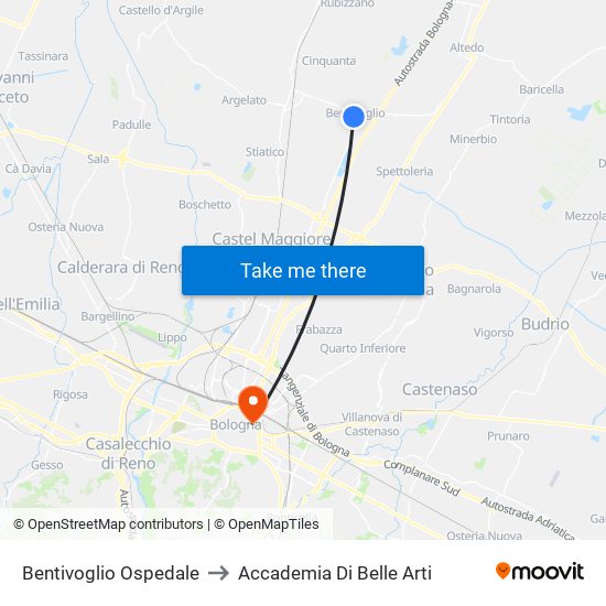 Bentivoglio Ospedale to Accademia Di Belle Arti map