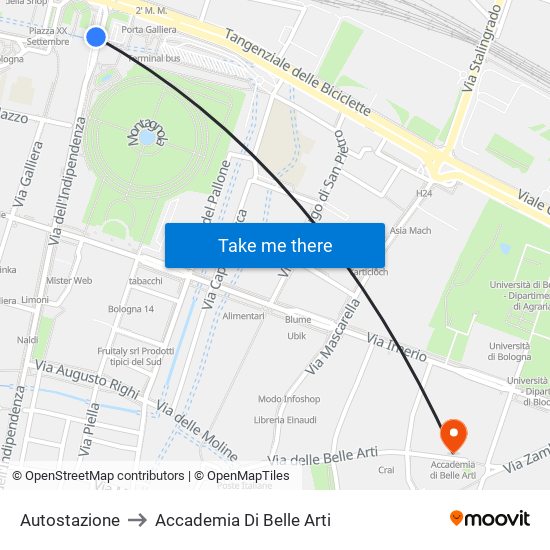 Autostazione to Accademia Di Belle Arti map