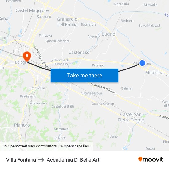 Villa Fontana to Accademia Di Belle Arti map