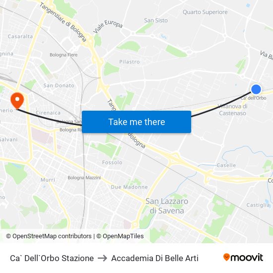Ca` Dell`Orbo Stazione to Accademia Di Belle Arti map