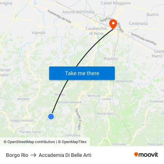 Borgo Rio to Accademia Di Belle Arti map